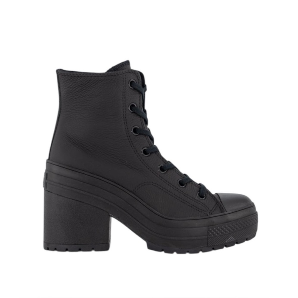 Converse Chuck 70 De Luxe Heel Leather Black Monochrome Sneaker Boot size 10 - Picture 4 of 13